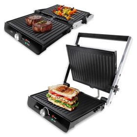 ADE Barbecue életrique pour légumes, steak et grill panini | grande appareil croque monsieur | Plancha électrique | plaques a