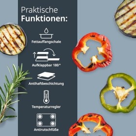 ADE Barbecue életrique pour légumes, steak et grill panini | grande appareil croque monsieur | Plancha électrique | plaques a