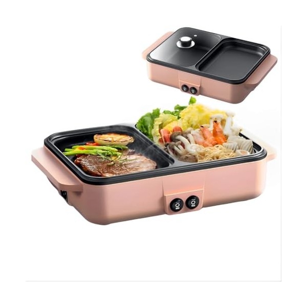 Topyond Gril électrique Dintérieur Sans Fumée Pour Barbecue Coréen 1200W,Appareil Fondue,Barbecue de Table,mini Gril De Tabl