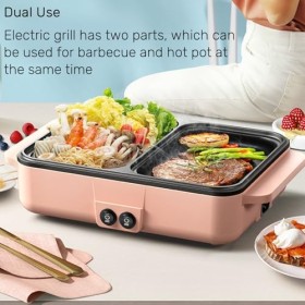 Topyond Gril électrique Dintérieur Sans Fumée Pour Barbecue Coréen 1200W,Appareil Fondue,Barbecue de Table,mini Gril De Tabl