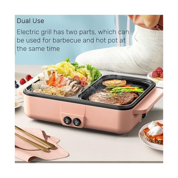 Topyond Gril électrique Dintérieur Sans Fumée Pour Barbecue Coréen 1200W,Appareil Fondue,Barbecue de Table,mini Gril De Tabl