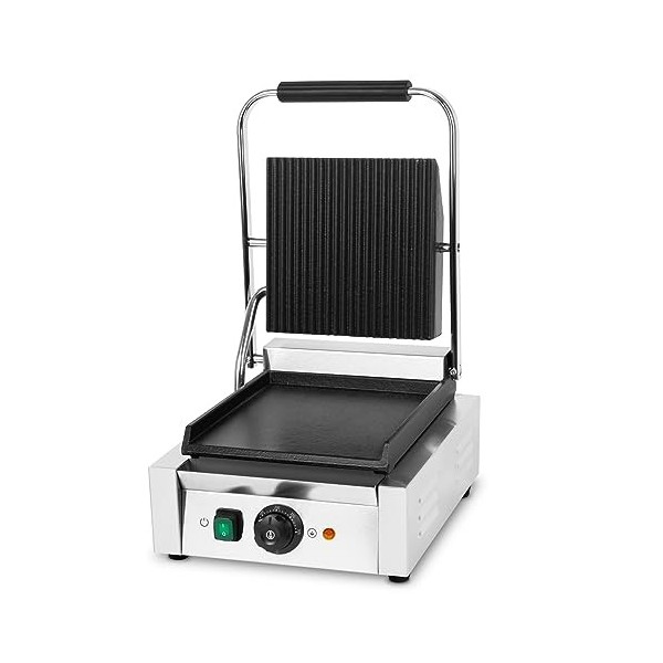 VERTES Gril de Contact, Plaques de Gril en Fonte Rainurée/Plate, 1800W Gastronomie Multigrill pour Panini, Galette, Viande, L