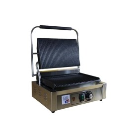 L2G - Grill Panini Professionnel - Bâti Inox + Plaque de Cuisson Fonte avec Revêtement Céramique - Bac Collecteur de Graisses