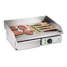 Royal Catering Plancha Electrique Lisse RCEG-55 48x55x24cm, 3.000W, protection antiéclaboussures, dispositif découlement 