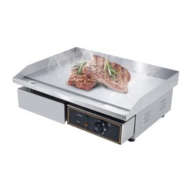 MOOTACO Plancha Électrique Plaque de Acier Inoxydable 53cm Antiadhésive 3000W Professionnelle de Cuisson en Fonte Durable Gri