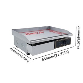 MOOTACO Plancha Électrique Plaque de Acier Inoxydable 53cm Antiadhésive 3000W Professionnelle de Cuisson en Fonte Durable Gri