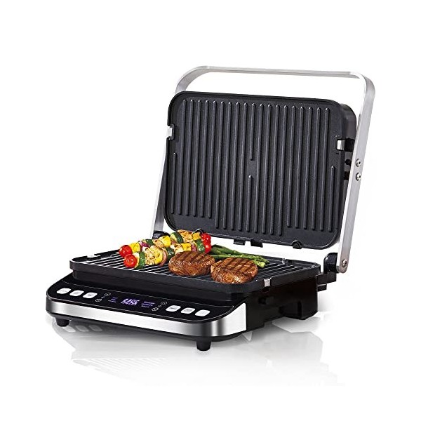 Barbecue de contact, sandwich - Optigrill double face 180° - Barbecue électrique intérieur - 6 programmes automatiques - Capt