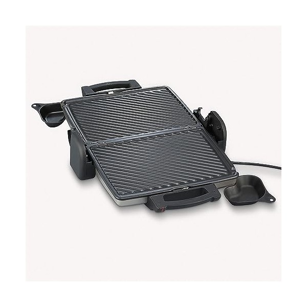 SEVERIN Gril Viande, 1 800 W, Cuisson Sans Graisse, Plaques Anti-adhésives et amovibles, Thermostat Réglable, Argent/Noir, KG