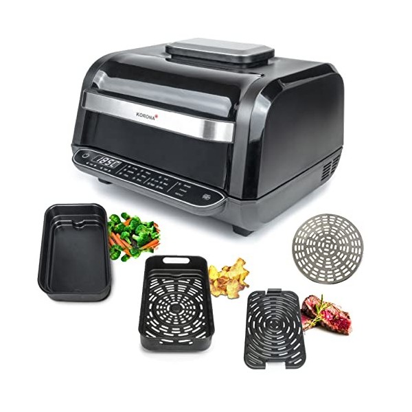 Korona 46160 Barbecue électrique |multifonctions 8 en 1| Friteuse à air chaud, four, four à pizza, fonction rôtissage, gril |