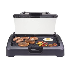 BEPER 90.871 Barbecue Electrique avec Couvercle - Grille Barbecue, Antiadhésives Amovibles des Grills, 2200 W