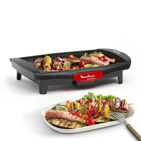 Moulinex Barbecue électrique d’intérieur, 1800 W, Revêtement antiadhésif, Format compact, Bac de récupération des jus, Thermo