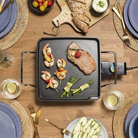 Plancha Princess Chef Mini Classic noire - fonte daluminium - 4 personnes - 28 x 28 cm - 1 900 W