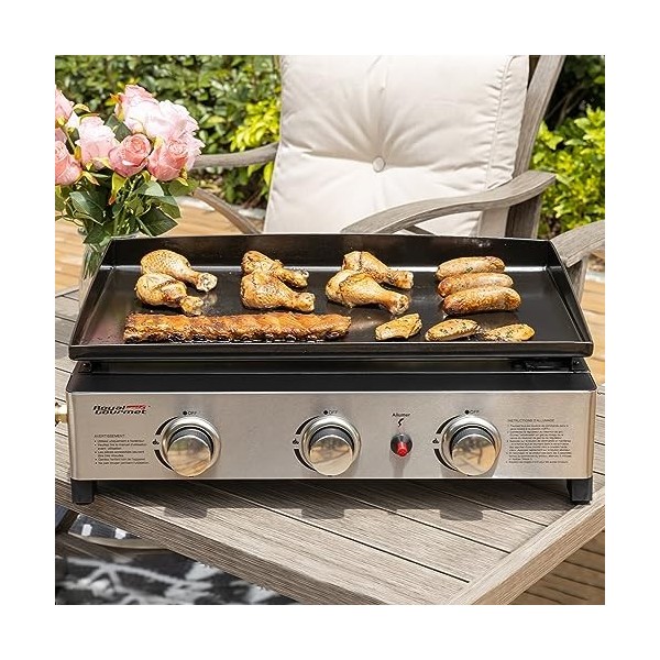 Royal Gourmet Plancha Gaz en Acier Émaillé, 3 Brûleurs Puissance 7.5kW, Surface Cuisson 62,0 x 35,5 cm, Portable pour Le Camp