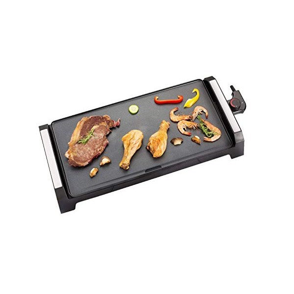SENYA Plancha électrique - 2200 W Plaque effet pierre Antiadhésive, grande surface de cuisson 6 à 8 personnes, bac récupérate
