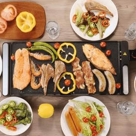 SENYA Plancha Electrique XL 2200W, Grande surface de cuisson 51 x 25 cm Antiadhésive, Revêtement effet pierre, Plancha Grill,