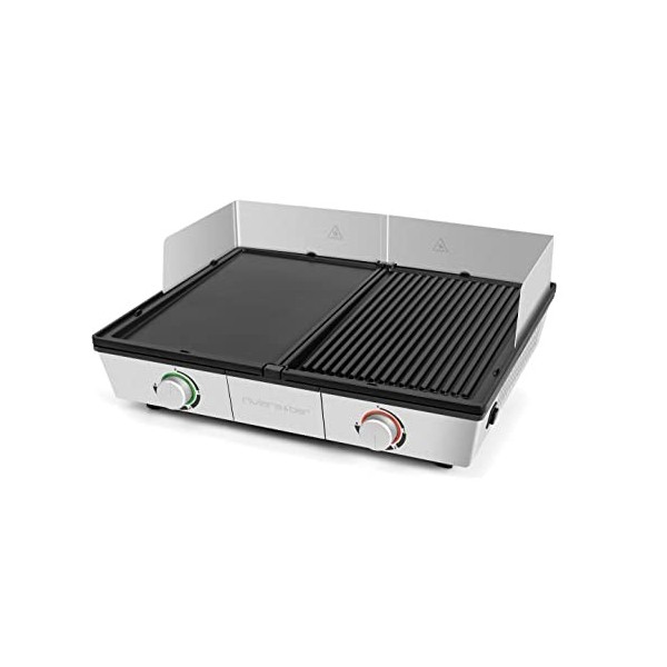 Riviera-et-Bar QPL800 Combiné Plancha-Gril Pro, Argenté