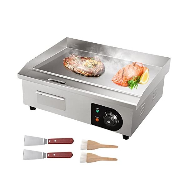 VEVOR Plancha Électrique 54x30 cm 3 kW Plaque à Snacker Électrique Commerciale Plaque de Cuisson en Fer Antiadhésive Températ