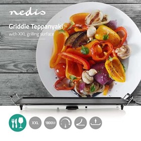 Gril NEDIS Teppanyaki - 50 cm - 2000 W - Contrôle de température réglable - Revêtement antiadhésif - Pièces Amovibles - Poign