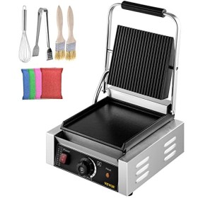 Happbuy Plaque de Cuisson Électrique Commerciale Plaque de Cuisson Plancha BBQ Acier Inox Ensemble Grill et Plaque Chauffante