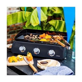Livoo, Plancha au Gaz DOC277, Butane ou Propane, 3 Brûleurs de 7,5 kW, Grande Surface de Cuisson 61x38 cm, en Acier émaillé, 