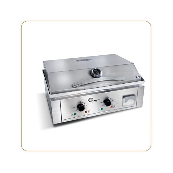 LITTLE BALANCE 8473 Aquitaine Pro Plus, Plancha électrique professionnelle, 2 zones de cuisson, Couvercle, 3500 W, Fabricatio