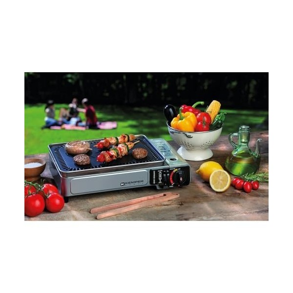 Plancha gaz portable 2300W Kemper plaque anti adhésive + Valise de transport