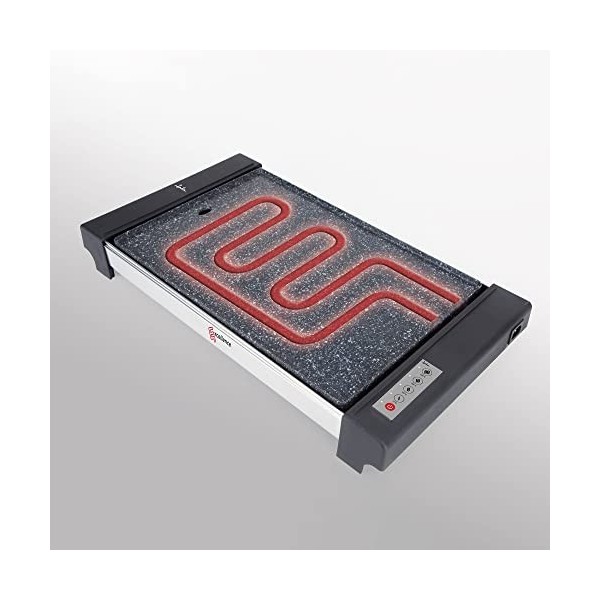 Jata GR3000 Plancha de cuisine électronique avec 4 températures, anti-adhérente, 2700 W, résistance en forme M, dimensions 48