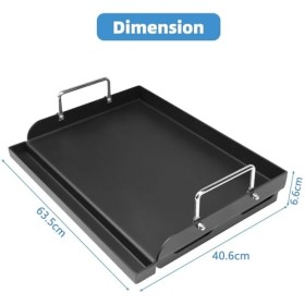 GFTIME Plancha en téflon 63 x 41 cm pour la plupart des barbecues à gaz et au charbon de bois, plaque supérieure plate univer