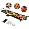 COSTWAY Plancha Electrique Antiadhésive 90X23CM avec 6 Spatules,1800W-230V,50HZContrôle de Thermostat Adjustable 5 Niveaux,Ti