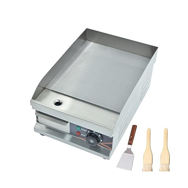 DULNICE Plancha Électrique Professionnelle en Acier Inoxydable, Commerciale Plancha de Cuisson Grill electrique，220-240V