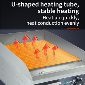 DULNICE Plancha Électrique Professionnelle en Acier Inoxydable, Commerciale Plancha de Cuisson Grill electrique，220-240V