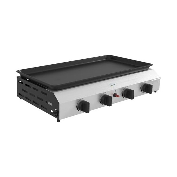 Outsunny Plancha gaz en acier inox émaillé plaque de cuisson 2 brûleurs 4,8 kW antiadhésive grande surface de cuisson 40L x 3