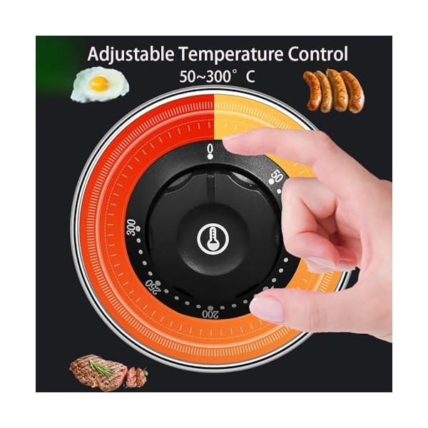 DULNICE Plancha Électrique Professionnelle en Acier Inoxydable Plaque de gril 2/3 plat + 1/3 rainure 73 * 47cm Commerciale Pl