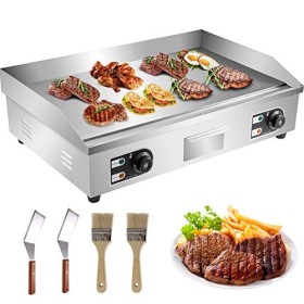 VEVOR Plancha Électrique 4400 W, Plaque à Snacker Commerciale, Plaque de Cuisson en Fer et Acier Inoxydable, Température Régl