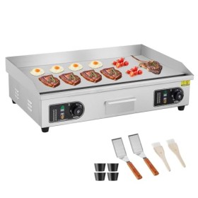 VEVOR Plancha Électrique 4400 W, Plaque à Snacker Commerciale, Plaque de Cuisson en Fer et Acier Inoxydable, Température Régl