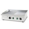 vertes Plancha Électrique Professionnelle 4400W en Acier Inoxydable Surface de Gril Lisse & avec Rainures 74x41cm, 2x Thermo
