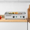 vertes Plancha Électrique Professionnelle 4400W en Acier Inoxydable Surface de Gril Lisse & avec Rainures 74x41cm, 2x Thermo