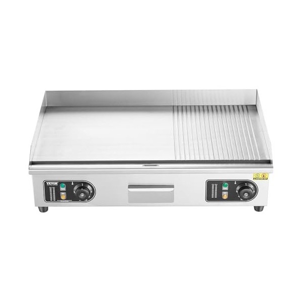 VEVOR Plancha Électrique 4400 W, Plaque à Snacker Commerciale, Plaque de Cuisson de Table, Surface Antiadhésive Plate et Rain