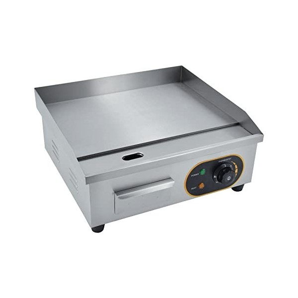 MOOTACO Plancha électrique commerciale en acier inoxydable, 45 cm, avec contrôle de température réglable 50 ~ 300 ℃ pour rest