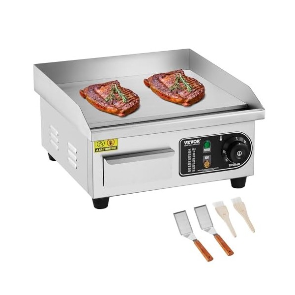 VEVOR Plancha Électrique 2000 W, Plaque à Snacker Commerciale Plate, Plaque de Cuisson en Fer, avec Température Réglable 50-3