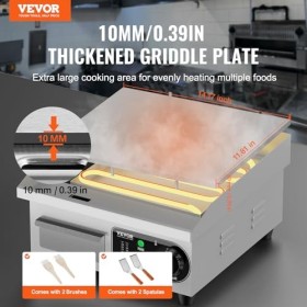 VEVOR Plancha Électrique 2000 W, Plaque à Snacker Commerciale Plate, Plaque de Cuisson en Fer, avec Température Réglable 50-3
