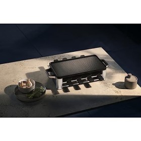 WMF Appareil à raclette multifonction, 1500W, Inox 18/10 Cromargan, Grill, Crêpière, 8 Personnes, Température réglable, Plaqu