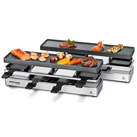 ROMMELSBACHER RC 1600 Fun for 4+4 Appareil à raclette barbecue de table, pour 8 personnes, extensible, parking, plaque de cu