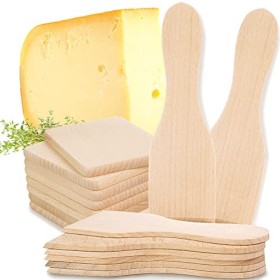 Timeleos 8 spatule/grattoir à raclette et 8 sous-verre en bois pour poêles comme accessoires, pour 8 personnes