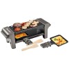 Bestron Appareil a raclette, Mini Grill pour 1 à 2 personnes, avec 2 poêlons et 2 spatules, avec revêtement antiadhésif, 350 
