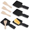 Raclette Poêlons 4 Pièces Revêtement Antiadhésif Mini Raclette Set avec 4 Pelle en bois Portable Plateau de cuisson pour From