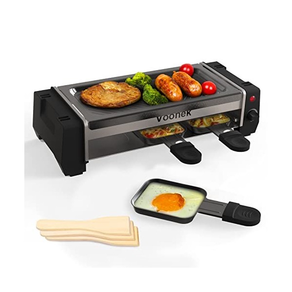 Raclette 2 Personen Raclette Grill Mini Raclette 3 Pfännchen 3 Raclette Holzspatel Tischgrill Elektrisch Korean BBQ Grill Ele
