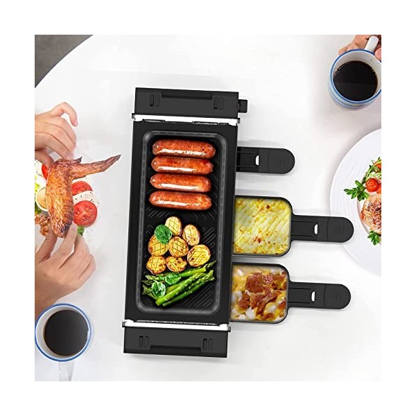 Raclette 2 Personen Raclette Grill Mini Raclette 3 Pfännchen 3 Raclette Holzspatel Tischgrill Elektrisch Korean BBQ Grill Ele