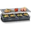 SEVERIN Raclette Gril 8 personnes, Pierre de Cuisson Naturelle, Thermostat Réglable, Surface de Cuisson 46 X 23 cm, Noir, RG 