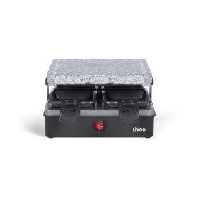 LIVOO DOC242 Appareil à Raclette 4 Personnes | Grill Pierre en Granite Amovible | Revêtement Antiadhésif - 600 Watts